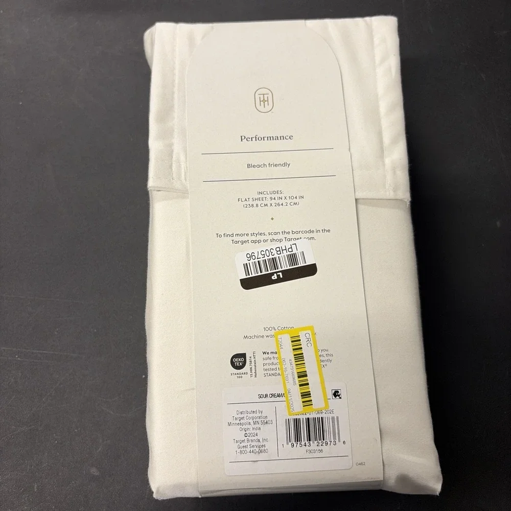Threshold Queen 400 Thread Count Performance Flat Sheet In Sour Cream NWT